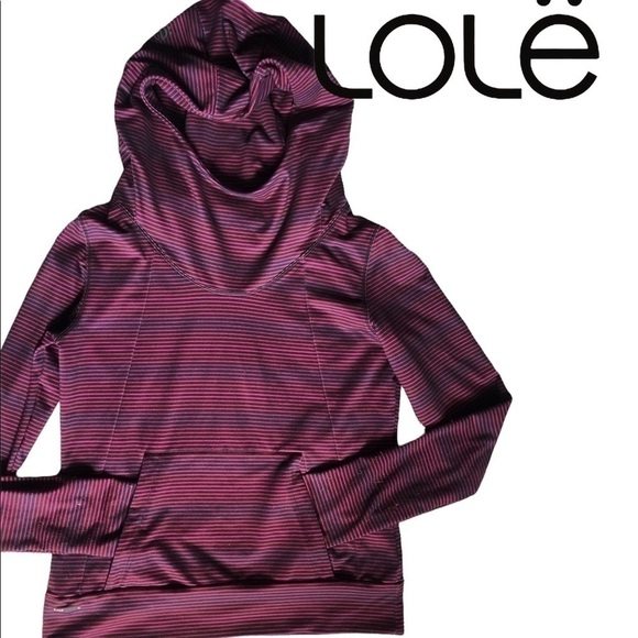 LOLE Purple and Navy  Striped Esma Funnel Neck Athletic Hoodie Size M - Picture 10 of 10